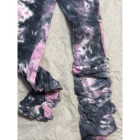 Women’s Daisy Tye Dye Multicolor Stacked Ruched Hem Skinny Denim Jeans Size 1X - Picture 2 of 7